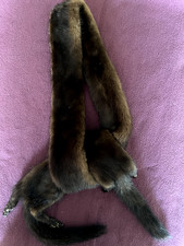 Echte Nerz-Krawatte, ganzes Fell, dunkelbraun, 145 cm Länge