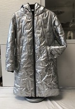 FLY LUXURY Damen Silber Mantel,Glanz Mantel Winter Mantel Gr.M in  guten Zustand