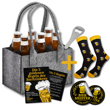 Bier Geschenkset Männer Vatertag Geburtstag – Tasche, Socken, Fl.Öffner, Sticker