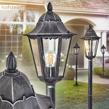 Laterne klassisch Hof Garten Wege Lampe schwarz/Silber Außen Steh Beleuchtung