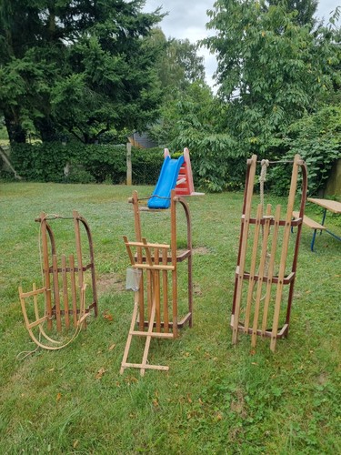 Holzschlitten rodel braun - holzschlitten,