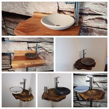 Waschtisch Handwaschbecken Holzplatte massiv Holz Naturkante Massivholzplatte