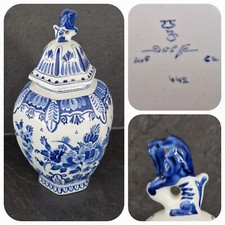 Royal Delft De Porceleyne Fles * Deckelvase 1975 * Höhe 26 cm * Floral Löwenkopf