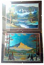 2 Leuchteffekt-Landschaftsbilder im 3D-Effekt im Glasrahmen, 24 cm x 18 cm