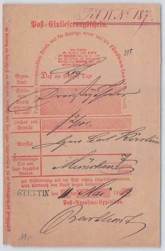 Ndp 1869 postschein mit - mit, l1