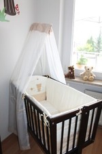 Komplettwiege Honeybear in Dunkelbraun inkl. Nestchen + Himmel, pendel-/rollbar