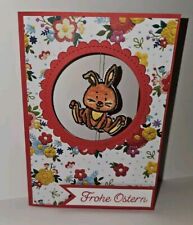 Grusskarte Drehkarte OSTERN Stampin Up "HASE" Rot 3D Unikat