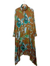 COS Langarmkleid Damen Kleid Gr. DE 40 braun-türkis-grün Casual-Look