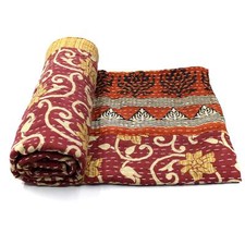 Vintage Kantha Quilt Indische Baumwolle Tagesdecke Wende Überwurf Bettwäsche