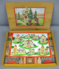 alter Holzbaukasten Holz Spielzeug Baukasten Bausteine Holzklötze Haus Schloss