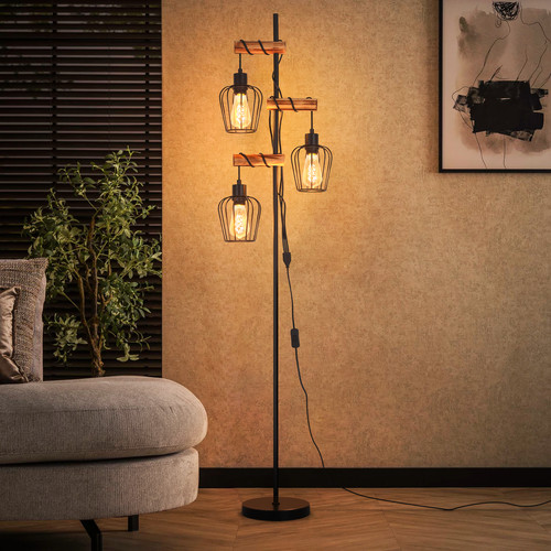 E27 stehleuchte holz stehlampe - holz,