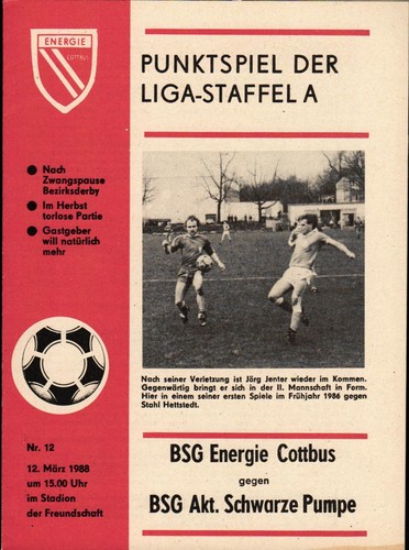 Ddr liga bsg energie - 87/88,