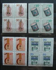 BERLIN 1973: Satz "MUSIKINSTRUMENTE", Viererblöcke,kpl, MN 459-462, pfr.