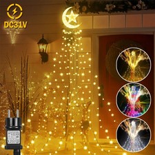 350 LED Lichterkette Weihnachtsbaum Beleuchtung Außen Wasserfall Party Garten DE