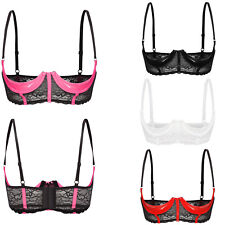 DE Damen Spitze Offene Brust BH Hebe Bra Bralette Transparent Dessou Büstenhebe