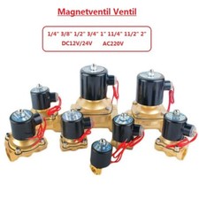 1/4"-2" Messing Magnetventil Ventil Luft Wasser Öl 12/24/220V Normal Geschlossen