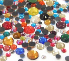 1200 Hotfix Strasssteine 2/3/4/5/6 mm Gemischt Glitzersteine Rhinestone Bunt 455