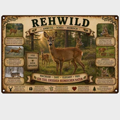 Blechschild rehwild reh - rehwild, rehe