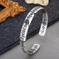 B37 Armreif buddhistisch tibetisch Herz-Sutra Sterling Silber 925