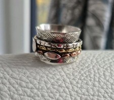 925 Silber Fidget Spinner Band Ring Kupfer Messing Meditation Beruhigt 