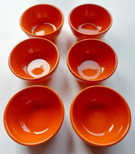 6 Stück GERZ Dip-Schälchen, 70er J. Keramik - glasiert orange feuerfest