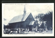 Elisabethville, Dopo la messa domenicale, Missionar, Ansichtskarte 