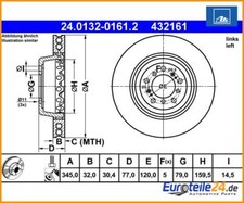 Brake Disc ATE 24.0132-0161.2