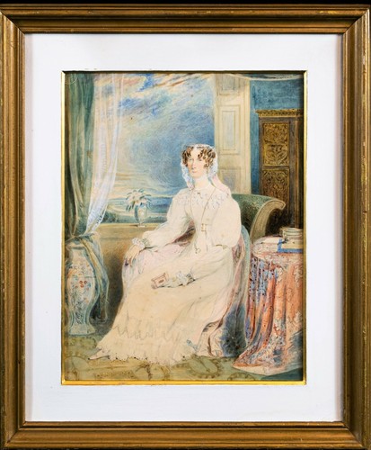 Antikes aquarell lady - aquarell,,