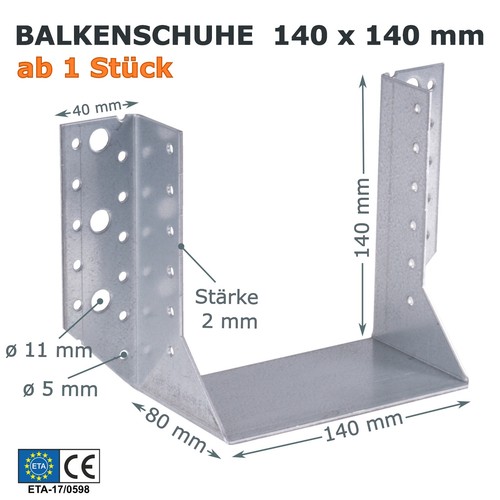 Balkenschuhe 140x140mm mit eta - 140x140mm,