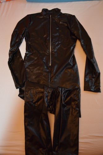 Wetlookoverall s schwarz - gr.,