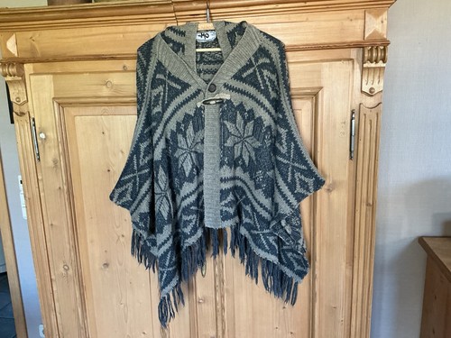 Poncho damen blau - blau, grau