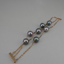 SCHOEFFEL Armband in 750/18k Rotgold mit Brillanten 0,25 ct und 7 Tahitiperlen