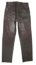 fette TSCHUL Herren- LEDERJEANS / Nubuk- Lederhose in dkl.- braun in W30 / L31
