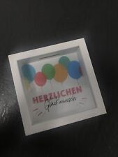 SPARDOSE HOCHZEITSKASSE BILDERRAHMEN MINT GRÜN GELDGESCHENK BILD 13 X 13 X 4 CM