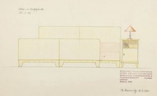 Bett bed bedroom Art Deco Möbel architecture Architektur drawing Zeichnung