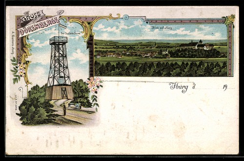 Lithographie iburg dornberg - lithographie, iburg,