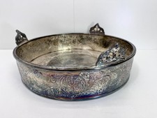 Tablett Obstschale Servierplatte Jugendstil versilbert Reliefdekor Antik #9405