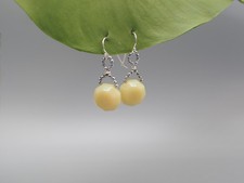 Glamouröse gelbe Jade & Hämatit Hexagon Ohrringe, 925 Silber