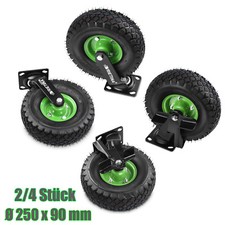 2/4 Stück Bockrolle Set Lenkrolle Luftrad Transportrollen Schwerlastrollen 250mm