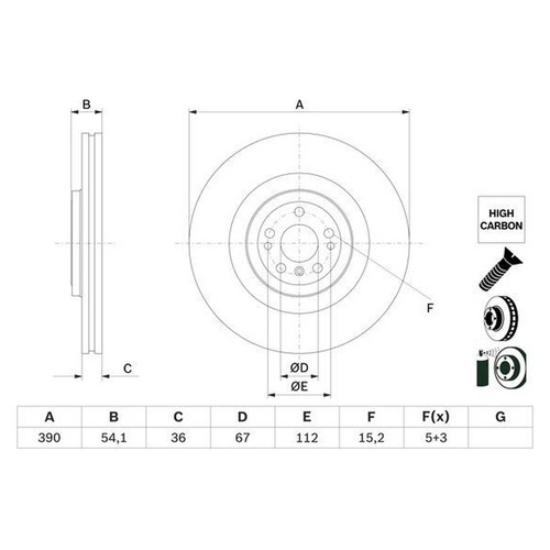 Bosch bremsscheibe belüftet - bremsscheibe,