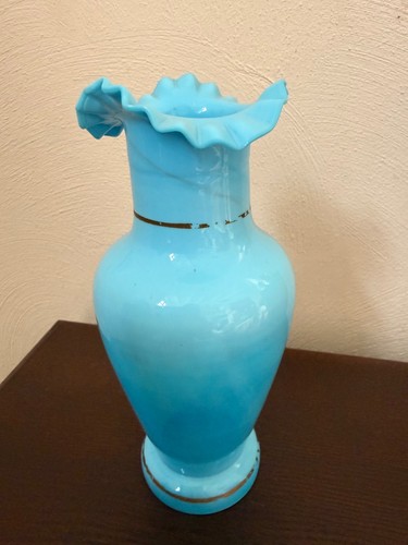 Opalglas vase blau antik - opalglas,