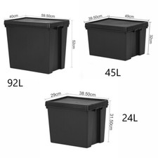 24L/45L/92L Aufbewahrungsbox mit Deckel Schwerlastbehälter Recyclingkunststoff - schwarz