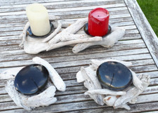 3x Treibholz Kerzen Leuchter