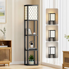 Stehlampe Stehleuchte mit 3 Regalen & 3 Lichtfarben 164cm Höhe Leselampe Modern