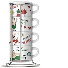 BIALETTI Cappuccinotassen stapelbar - 4er Set mit Gestell