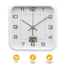 Funk-Wanduhr eckig Weiß