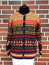 BLEMIL Strickjacke Trachtenjacke Gr. DE 38/40 Wolle mehrfarbig Herzen Vintage