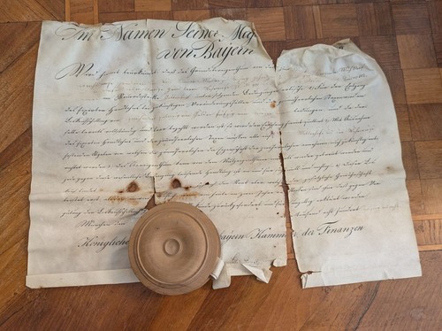 Pergament urkunde 1838 bayern - pergament,