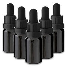 5x Glasflasche schwarz 10 ml