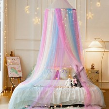 Traumhaftes Rainbow Baldachin Bett mit 150 Lichtern - Kinderzimmer Dekoration